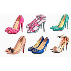 手绘高跟鞋装饰元素