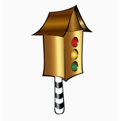 红绿灯卡通木屋人