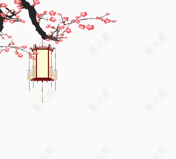 手绘花枝灯笼