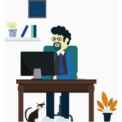 办公场景扁平画图标元素