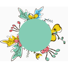 矢量手绘花环标签