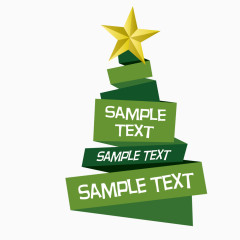 丝带圣诞树折扣标签矢量素材