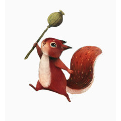 举着果子的小松鼠