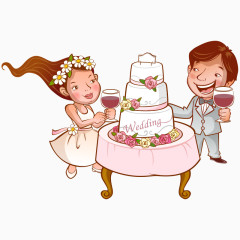 卡通婚礼蛋糕结婚敬酒