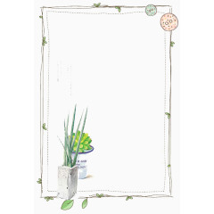 卡通植物纽扣边框