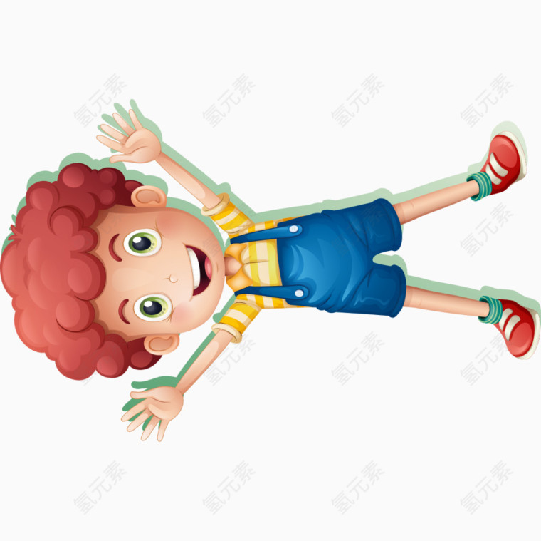 欢呼小男孩卡通人物装饰元素