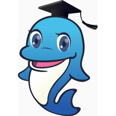 卡通手绘海豚博士