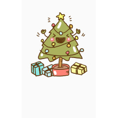 手绘漫画圣诞树