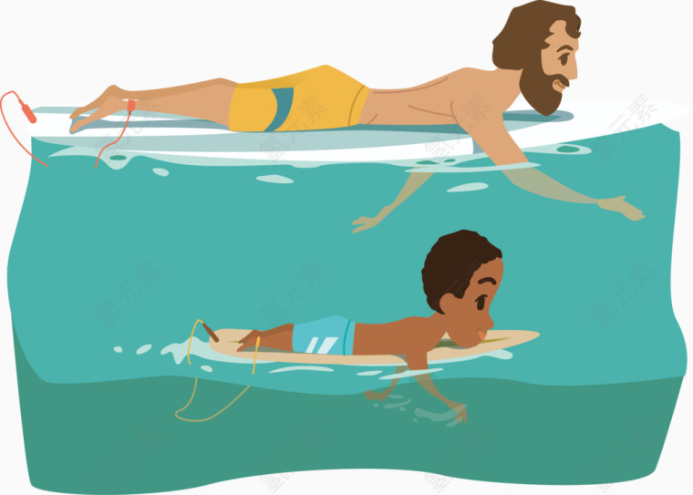 爸爸教儿子游泳