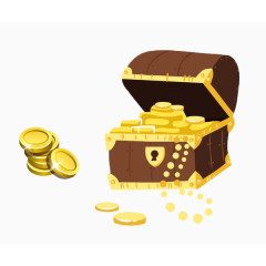 卡通手绘金币宝箱