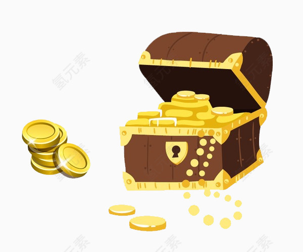 卡通手绘金币宝箱