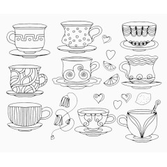 手绘各类花茶杯子