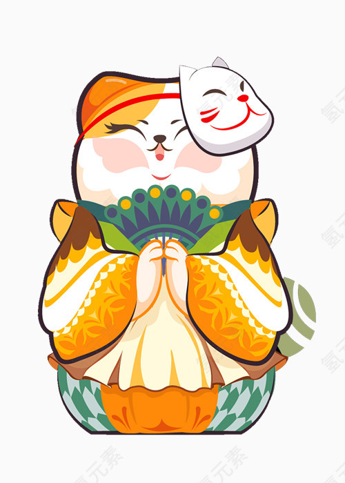 卡通手绘可爱日本招财猫 