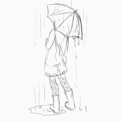 手绘雨伞女孩