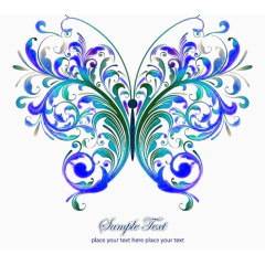 精美彩色卷草蝴蝶免扣素材