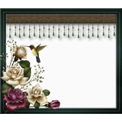 卡通黑色相框紫色玫瑰门帘吊坠