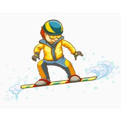 卡通校园滑板运动员