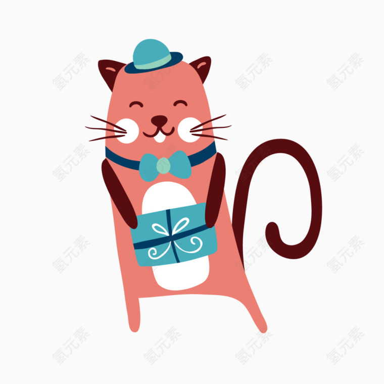 卡通手绘开心猫咪