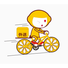 黄色卡通送外卖的小人