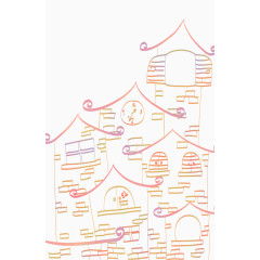 水彩清新建筑房子插画