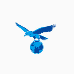 矢量手绘飞鹰抓地球