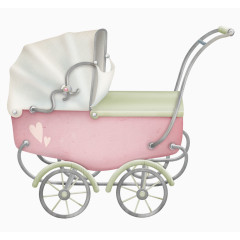手绘可爱婴儿车