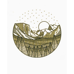 黄色山林月亮风景