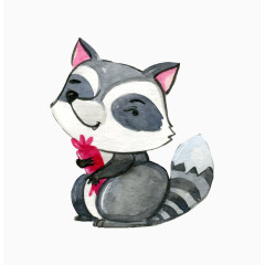 卡通手绘灰色小狐狸