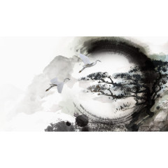 水墨画大雁