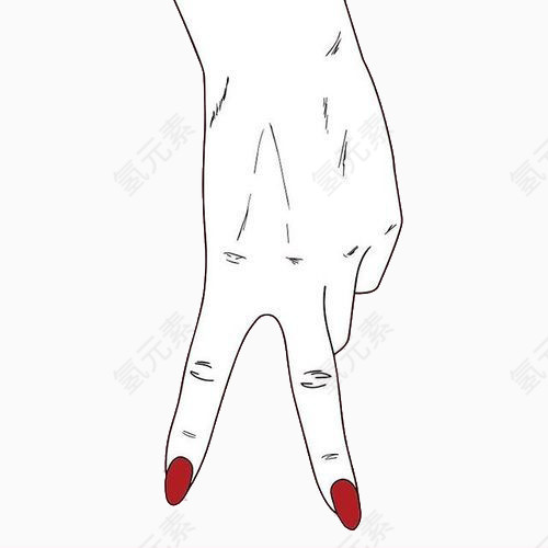 红指甲的手比胜利手势