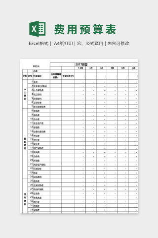 部门费用预算表