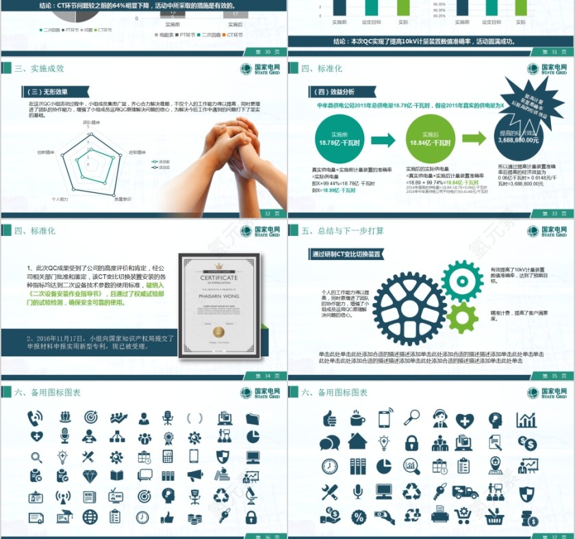  国家电网QC创意灯泡PPT模板第6张