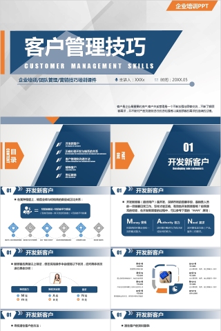 简约客户管理技巧企业培训ppt模板