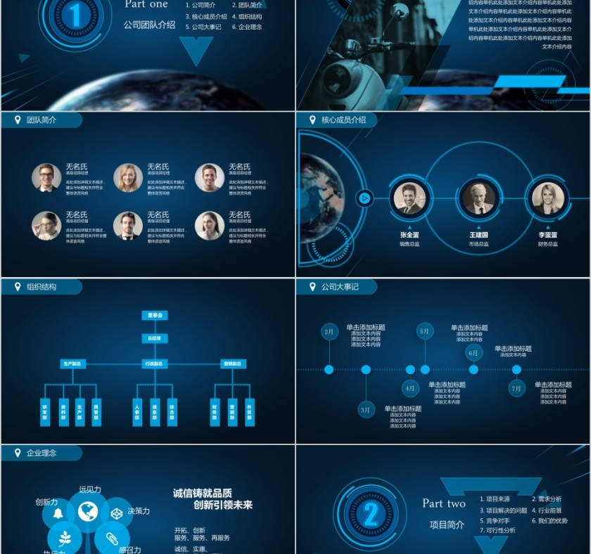 蓝色大气商业计划书ppt模版第2张