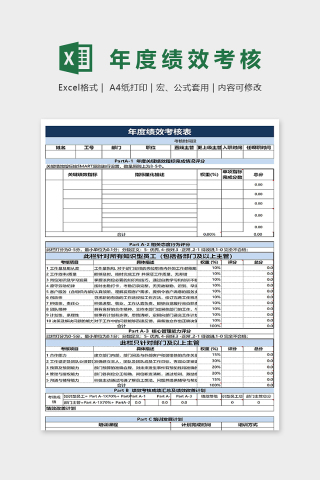 公司年度绩效考核表excel模板