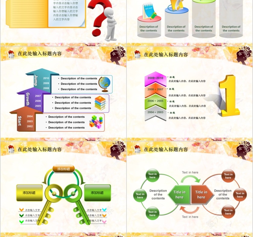 黄色大气商务通用女性用品花纹美容美发模板PPT第8张