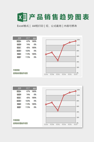 简约直观风格产品销售数据模版