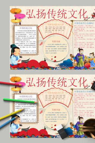 弘扬传统文化中国传统民间艺术琴棋书画手抄报