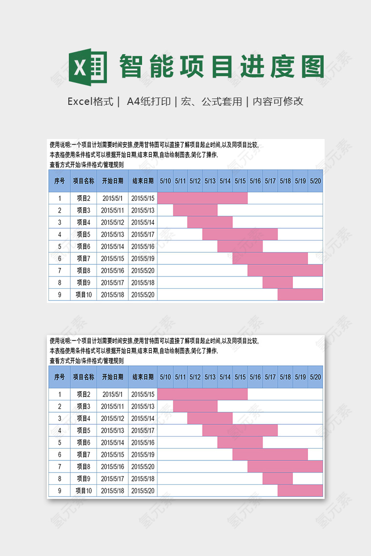 高端专业智能项目进度图表模版