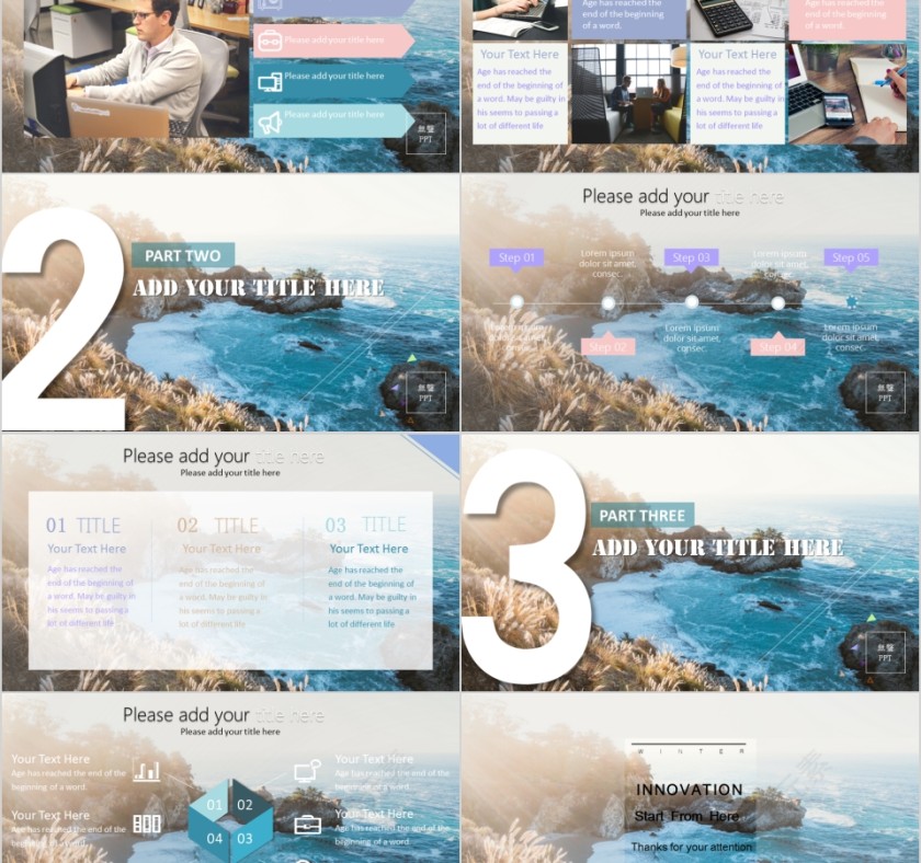 商务欧美ppt模板简约2019高端大气 商业工作汇报时尚极简风素材第2张