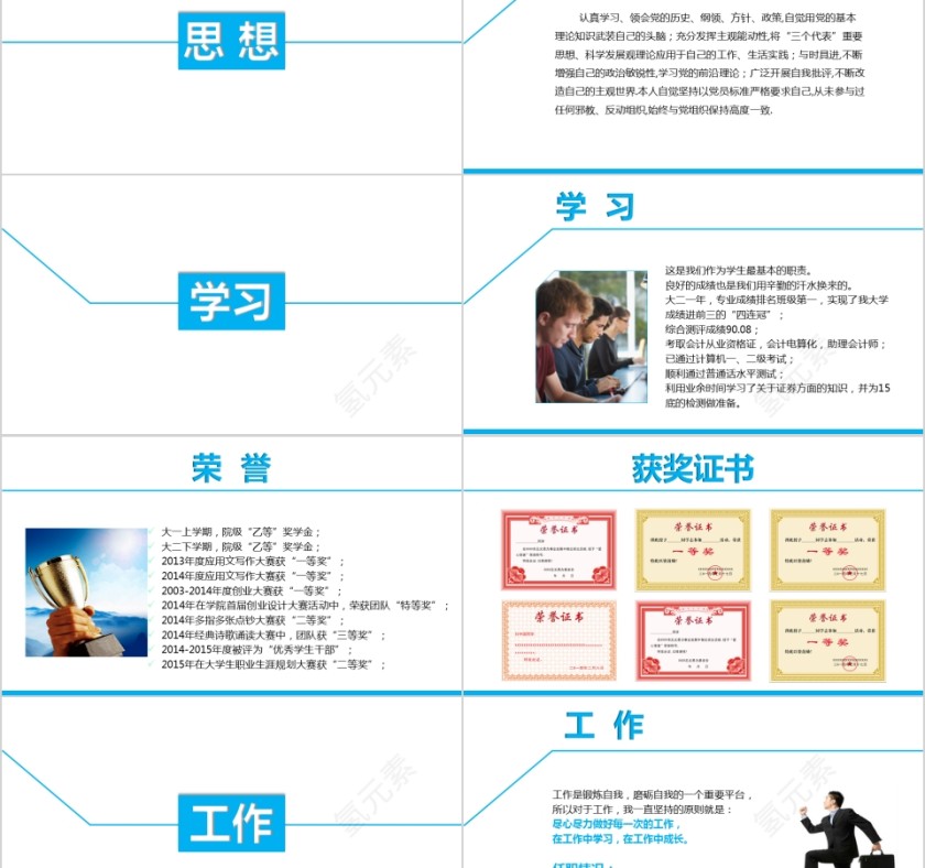 蓝色国家奖学金申请答辩PPT模板第2张