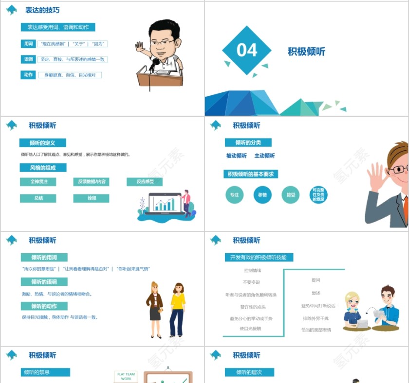 小清新风格企业沟通能力培训ppt第4张