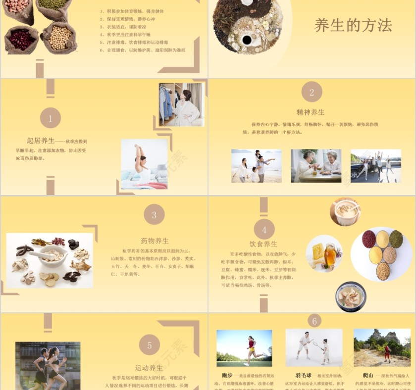 黄色清新秋季养生中医保健ppt第2张