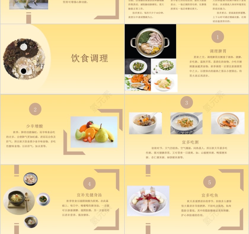 黄色清新秋季养生中医保健ppt第3张