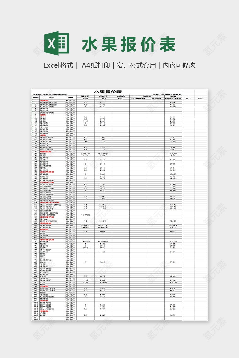 水电材料报价单Excel表格模板