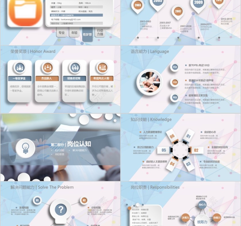 蓝色清新框架完整岗位竞聘报告PPT第2张