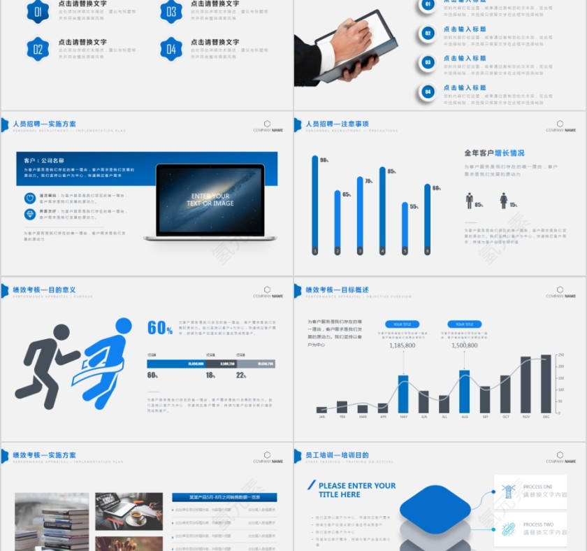 蓝色简约人事行政工作总结PPT第2张