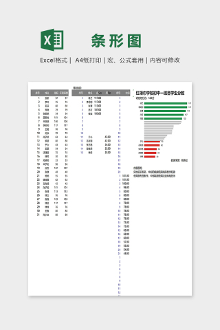 数据可视化图表突出前后数据折叠式条形统计图excel模板
