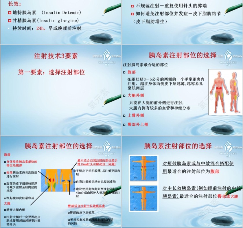 淡色简约胰岛素规范注射技术ppt模板第8张