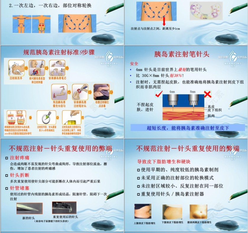 淡色简约胰岛素规范注射技术ppt模板第10张